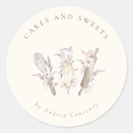 Adesivo Redondo Pastelaria Pastelaria Chef Bajulação Utensílios