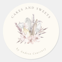 Adesivo Redondo Pastelaria Pastelaria Chef Bajulação Utensílios