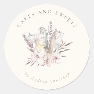 Adesivo Redondo Pastelaria Pastelaria Chef Bajulação Utensílios