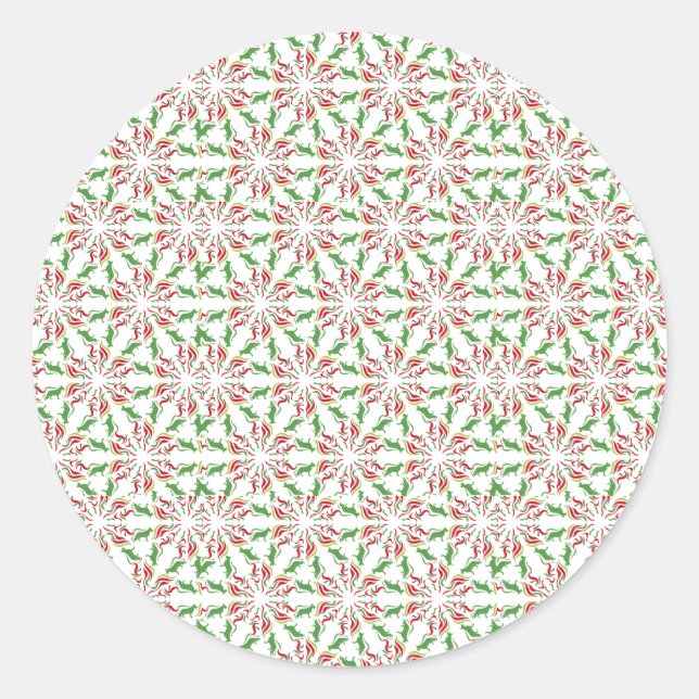 Adesivo Redondo Pastor alemão verde vermelho (Frente)