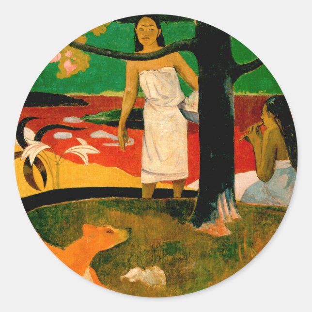 Adesivo Redondo ‪ Pastorales Tahitiennes ‬ por Paul Gauguin (Frente)