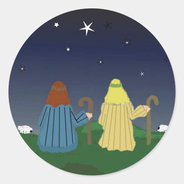 Adesivo Redondo Pastores Vigiando Seus Bandos (Frente)