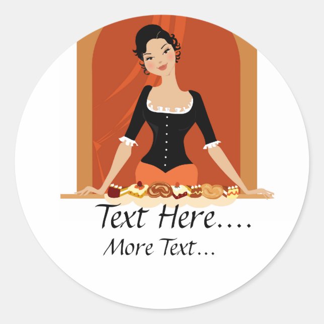 Adesivo Redondo Pastries Lady Sticker (Frente)