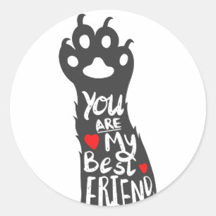 Adesivo Redondo Pata de amor - melhor amigo - Escolha a cor de trá
