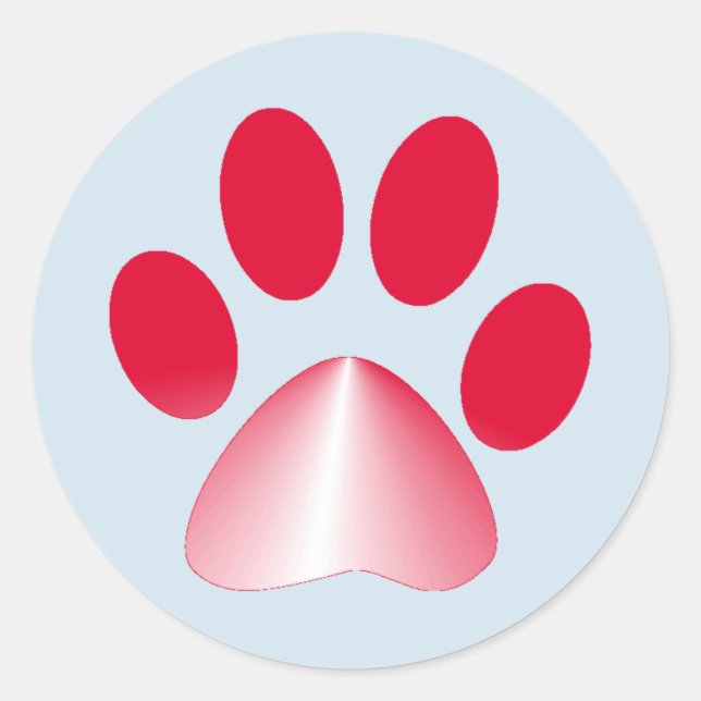 Adesivo Redondo Pata de Animal com Gradiente Vermelho e Branco (Frente)