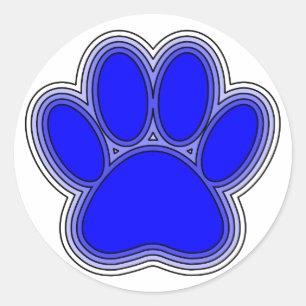 Adesivo Redondo Pata De Cão De Azul Com Descrições