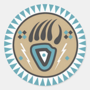 Adesivo Redondo Pata Nativa Americana do Urso