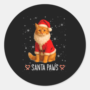 Adesivo Redondo Patas de Papai Noel Gato Tabby Laranja Divertido N