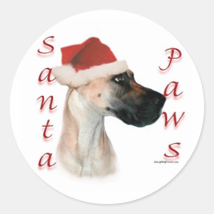 Adesivo Redondo Patas do papai noel de great dane (jovem corça)