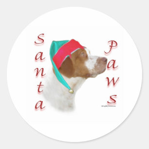 Adesivo Redondo Patas do papai noel do Spaniel de Brittany