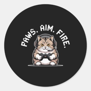 Adesivo Redondo Patas Mirar Fogo Felino Gamer de Gato Ressuscitand
