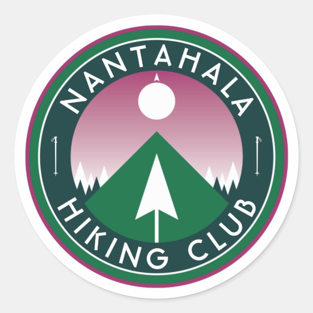 Adesivo Redondo patch clássico de montanha do clube de caminhada p (Frente)