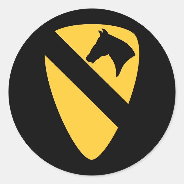 Adesivo Redondo Patch Patriótico da Divisão de Cavalaria de 1rua (Frente)