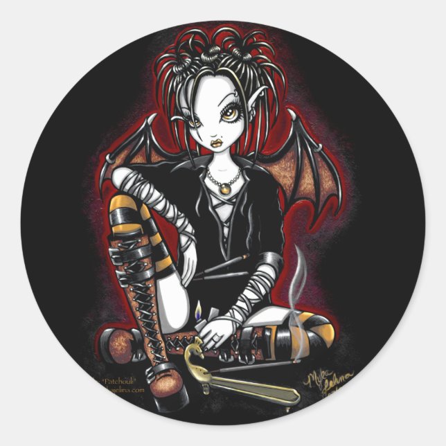 Adesivo Redondo Patchouli Dark Fairy Incense Fantasy Stickers (Frente)