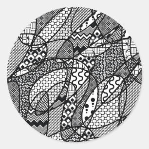 Adesivo Redondo Patchwork Preto e Branco Padrão 05
