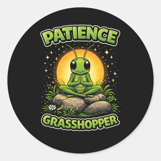 Adesivo Redondo Patience Grasshopper (Frente)