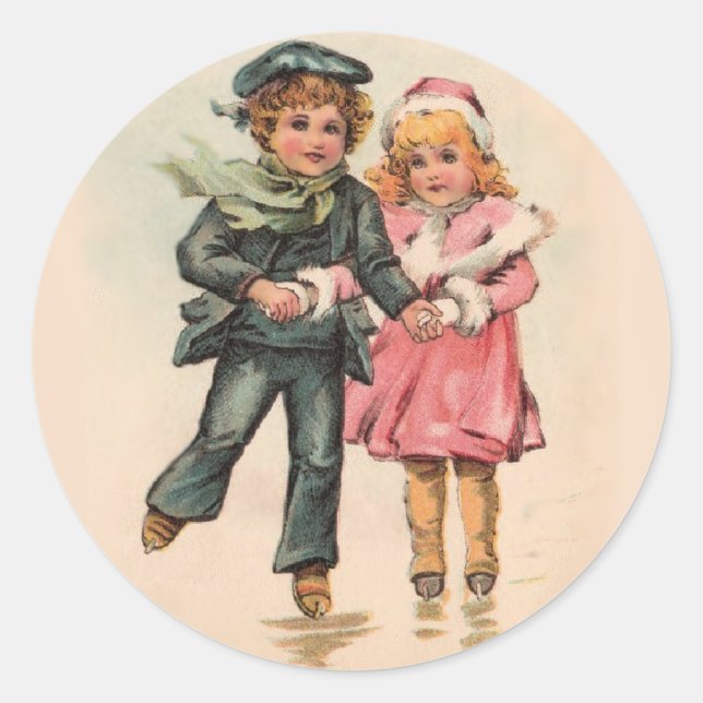 Adesivo Redondo Patinação de Natal (Frente)