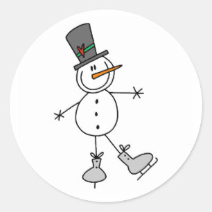 Adesivo Redondo Patinação no gelo Snowman