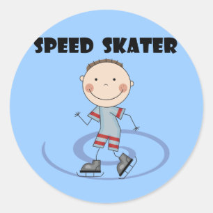 Adesivo Redondo Patinador da velocidade - camiseta e presentes do