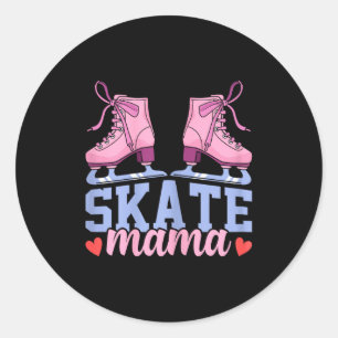 Adesivo Redondo Patinadora Mãe Patinação Mama Divertido Inverno Sr