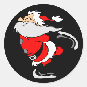 Adesivo Redondo Patinagem de Papai Noel