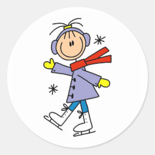 Adesivo Redondo Patinagem no gelo do inverno