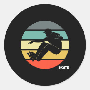 Adesivo Redondo Patinar Skateboarding Retro Vintage Skateboarder S