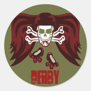 Adesivo Redondo Patine ou morra com asas do anjo