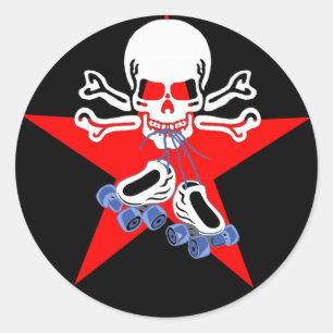 Adesivo Redondo Patine ou morra com estrela do jammer