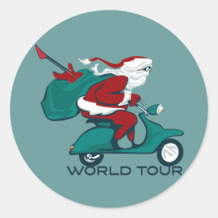 Adesivo Redondo Patinete da excursão do mundo do papai noel