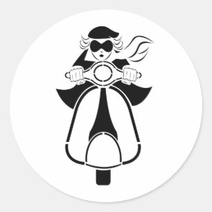 Adesivo Redondo Patinete Girl