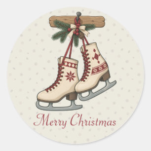 Adesivo Redondo Patins de Natal Nórdicos com Estrela Folclórica de