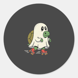 Adesivo Redondo Patins de Rolo Ghost Turtle Design de Halloween_1