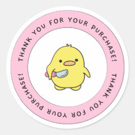 Adesivo Redondo Pato Amarelo Bonito Obrigado Pau Redondo