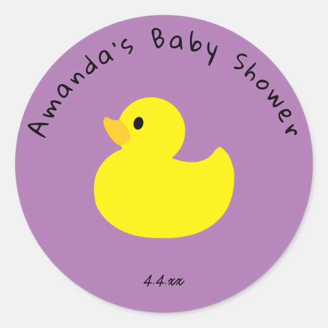 Adesivo Redondo Pato Amarelo - Chá de Bebê (Frente)