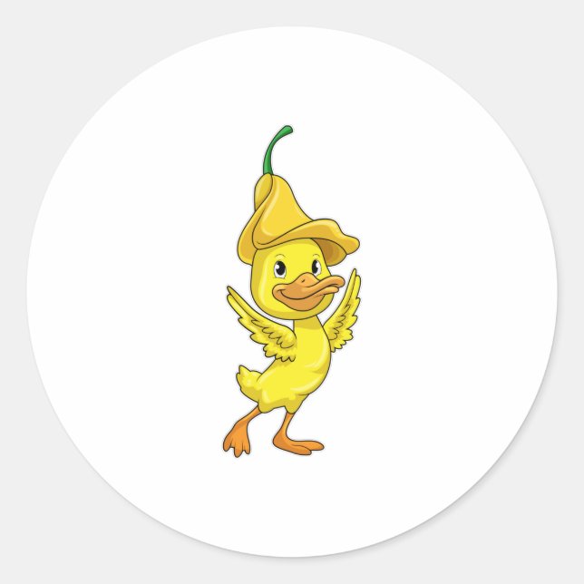 Adesivo Redondo Pato com Boné amarelo (Frente)