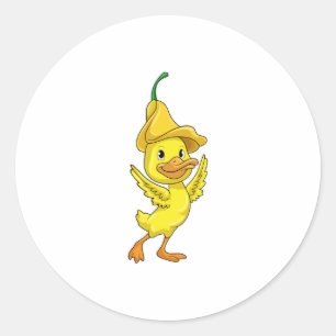 Adesivo Redondo Pato com Boné amarelo