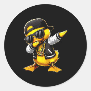 Adesivo Redondo Pato Dabbing Engraçado Pato De Borracha Com Pulmõe