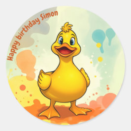 Adesivo Redondo Pato de Aniversário Doce