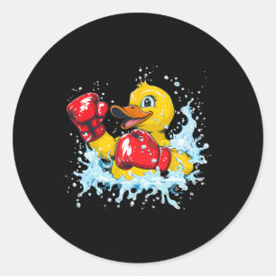 Adesivo Redondo Pato de Borracha Boxeador Com Luvas de Boxe Kickbo