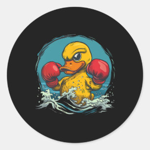 Adesivo Redondo Pato de Borracha Boxeador Com Luvas de Boxe Kickbo