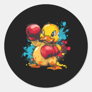 Adesivo Redondo Pato de Borracha de Boxe Com Luvas de Boxe Kickbox