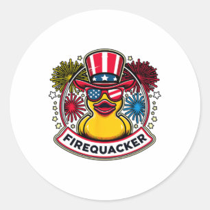 Adesivo Redondo Pato de borracha do dia 4 de julho Firequacker ban