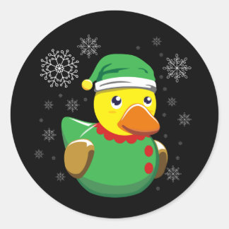 Adesivo Redondo Pato de Borracha Natal do Elf. Quack Rubber Ducky