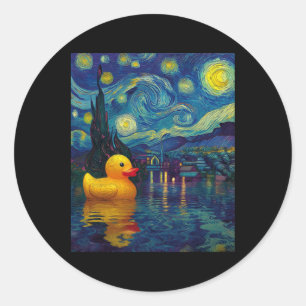 Adesivo Redondo Pato de Borracha Van Gogh Estilo Noite Estrelada