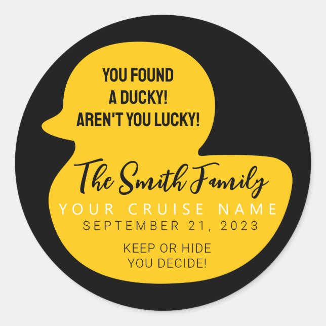 Adesivo Redondo Pato de cruzeiro amarelo (Frente)