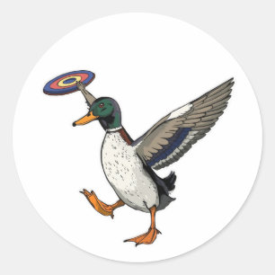 Adesivo Redondo Pato de Disco Golfe Engraçado
