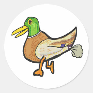 Adesivo Redondo Pato de Fartura Engraçado