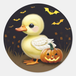 Adesivo Redondo Pato de Halloween com Pumpkin Sticker