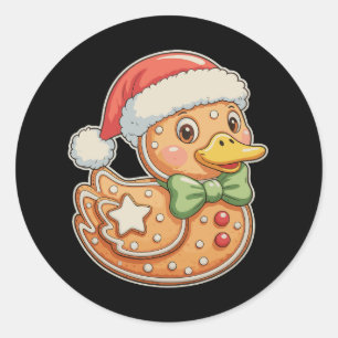 Adesivo Redondo Pato de Homem de Biscoito de Natal Festa